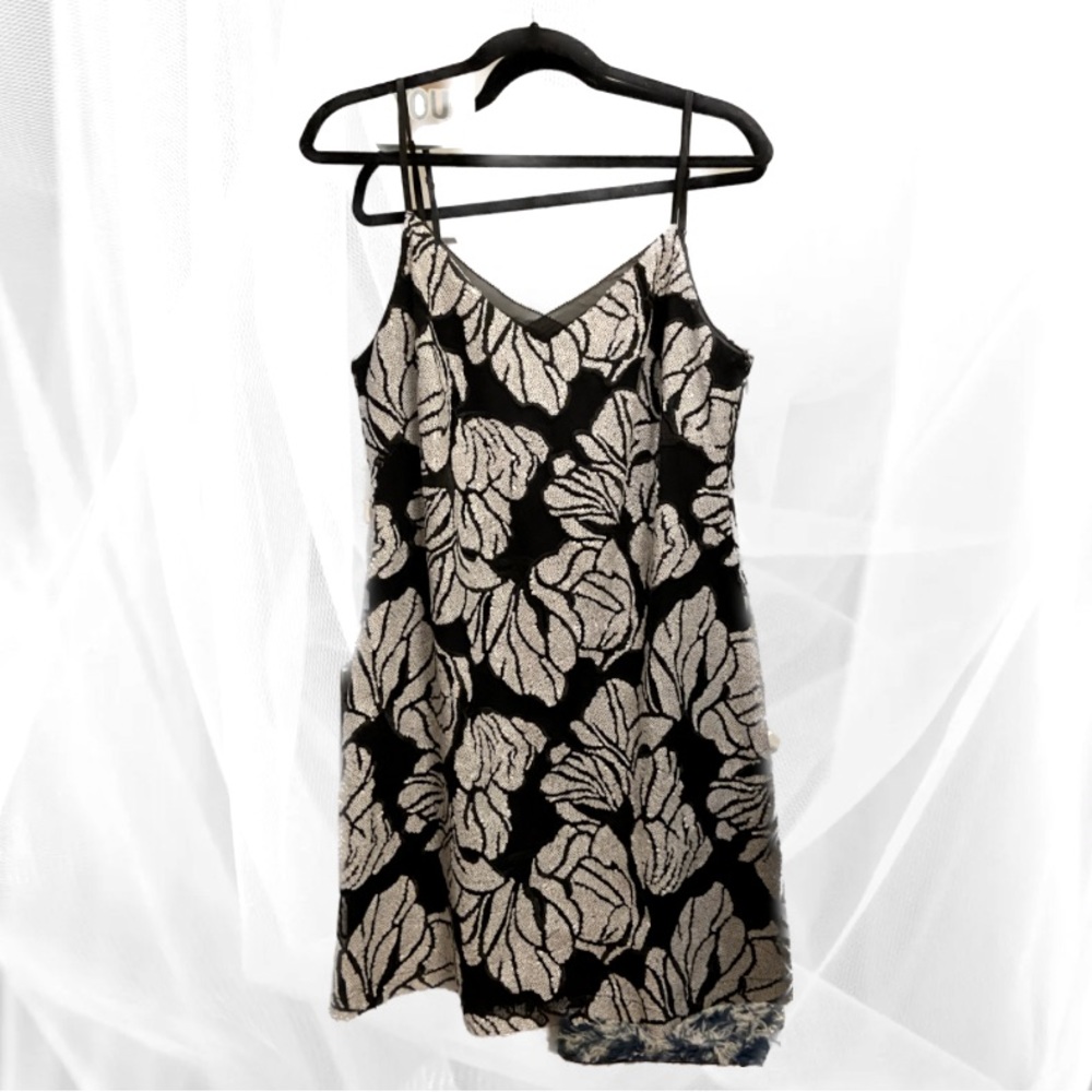 White House Black Market black and white sequin minidress, size 10